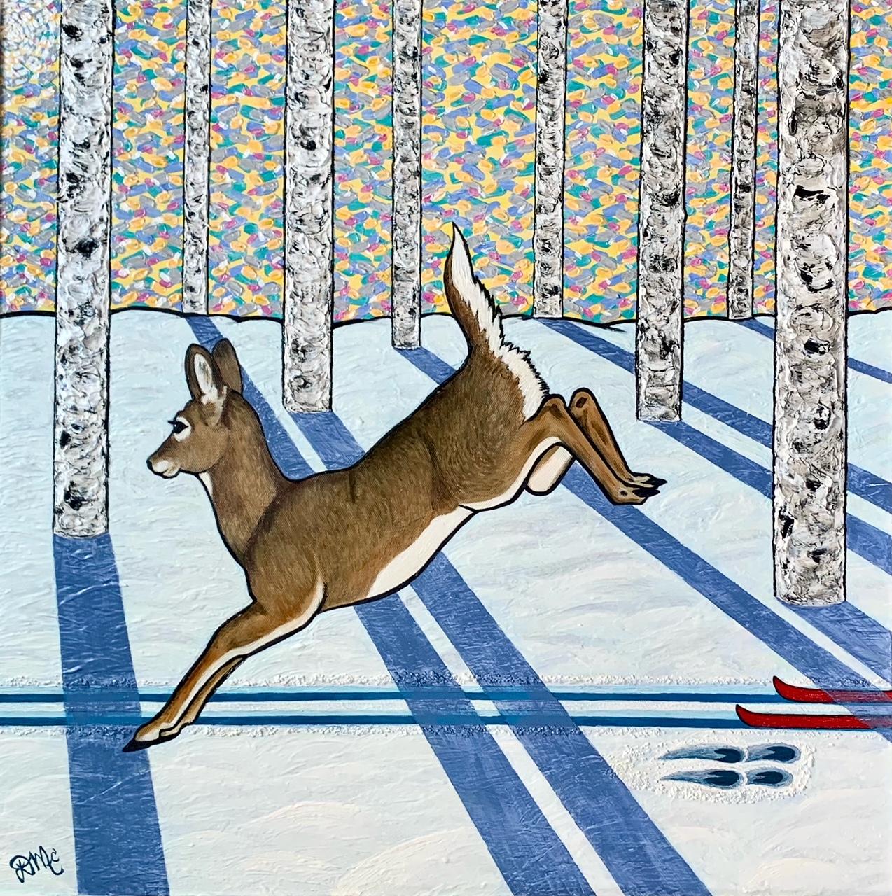 Making Tracks – 24" x 24", acrylic on canvas, $1300, framed in walnut